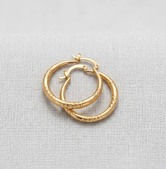 Golden Textured Hoop Earrings