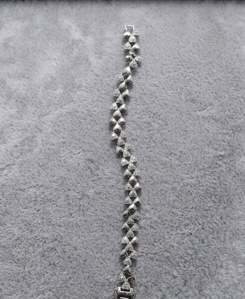 Silver Pavé Leaf Link Bracelet