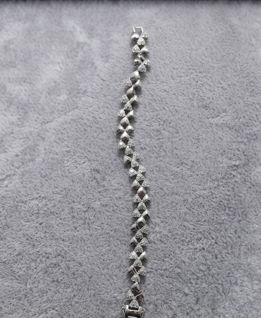 Silver Pavé Leaf Link Bracelet